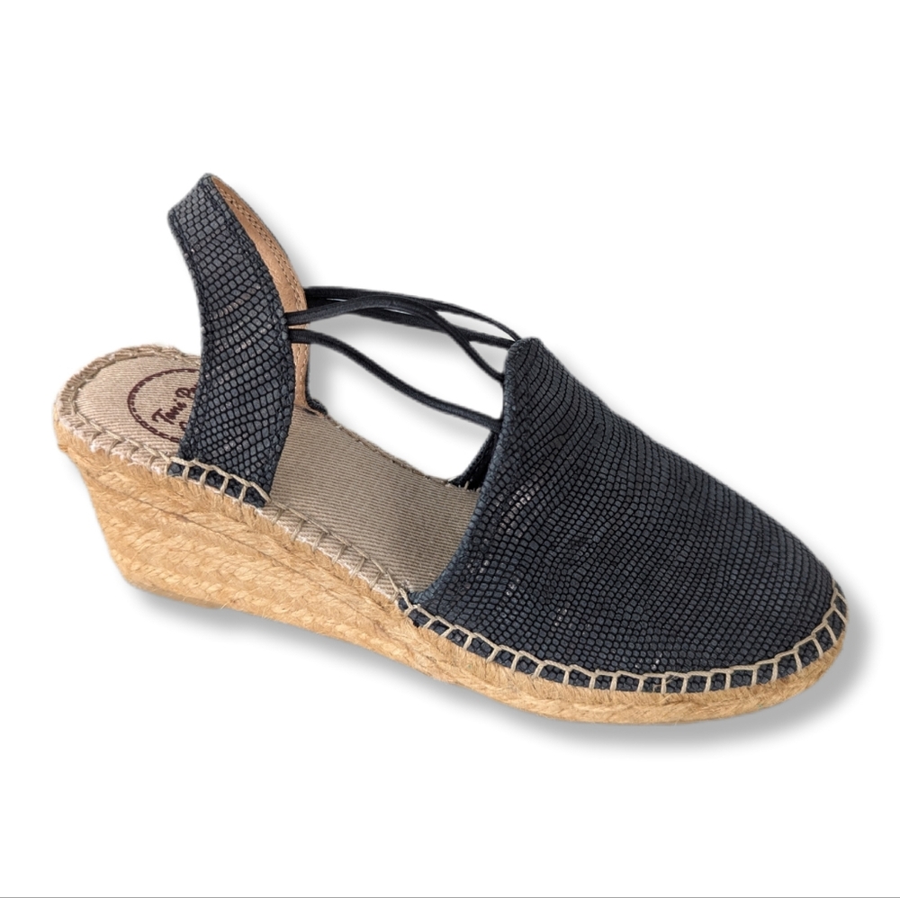 Toni Pons Originals Turia Dark Gray Shinny Wedge Espadrilles